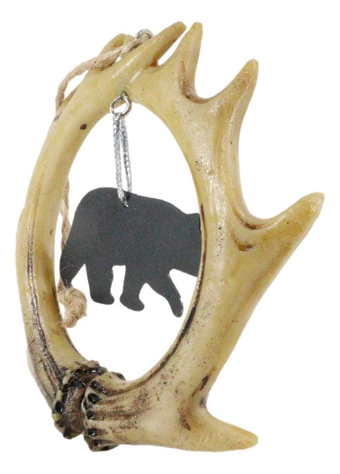 Ebros Gift Rustic Western Black Bear Cutout Deer Antlers Set Of 2 Christmas Tree Ornaments
