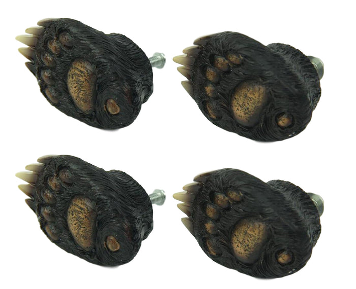 ebros gift Rustic Western Black Bear Paw Drawer Cabinet Furniture Knobs Hardware Pack of 4