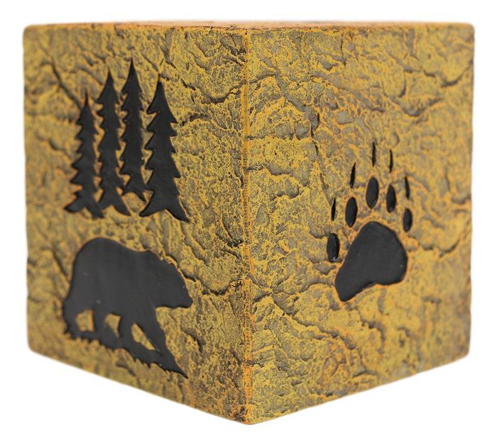 Ebros Gift Rustic Western Black Bear Pine Trees Forest Silhouette Tissue Box Cover Holder