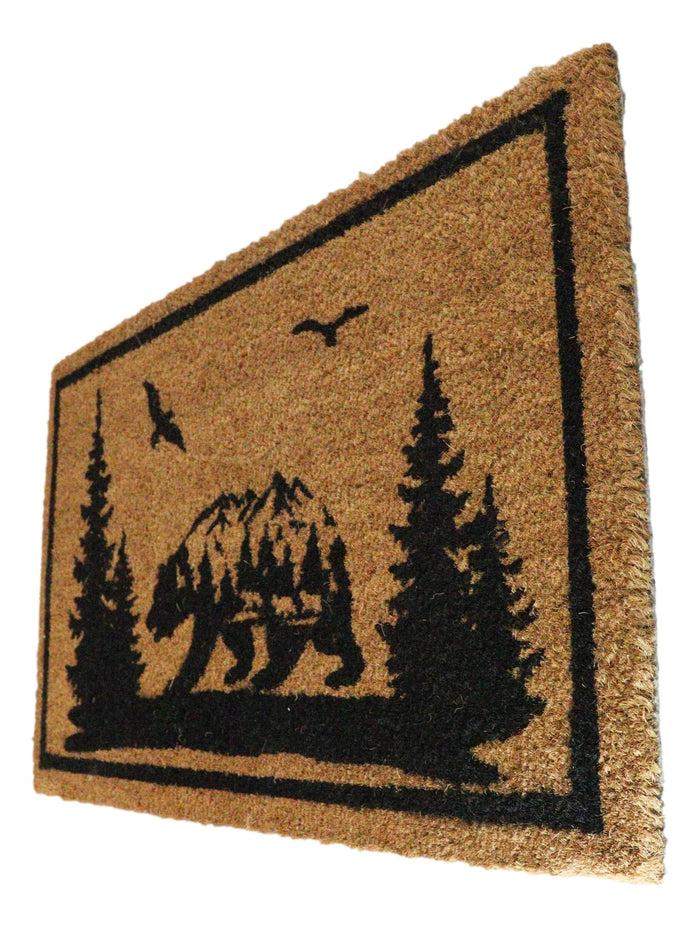 Ebros Gift Rustic Western Black Bear Scenic Pine Forest Coir Fiber Floor Mat Doormat 30X18