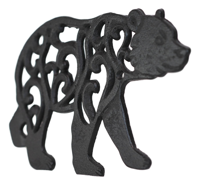 Ebros Gift Rustic Western Black Bear Scroll Filigree Art Design Cast Iron Wall Decor Plaque