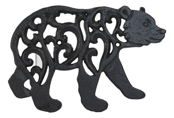 Ebros Gift Rustic Western Black Bear Scroll Filigree Art Design Cast Iron Wall Decor Plaque