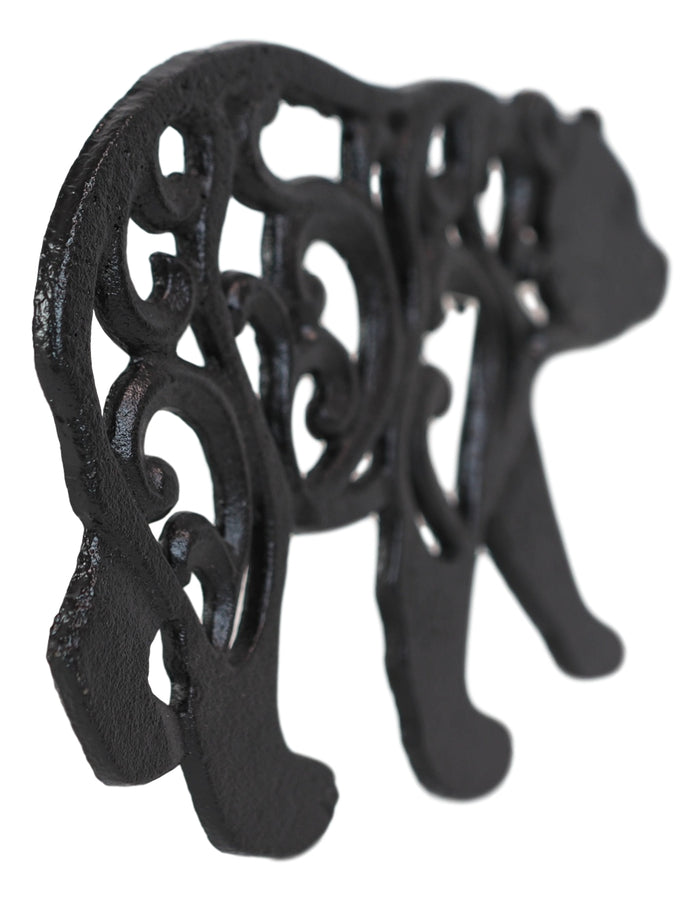 Ebros Gift Rustic Western Black Bear Scroll Filigree Art Design Cast Iron Wall Decor Plaque