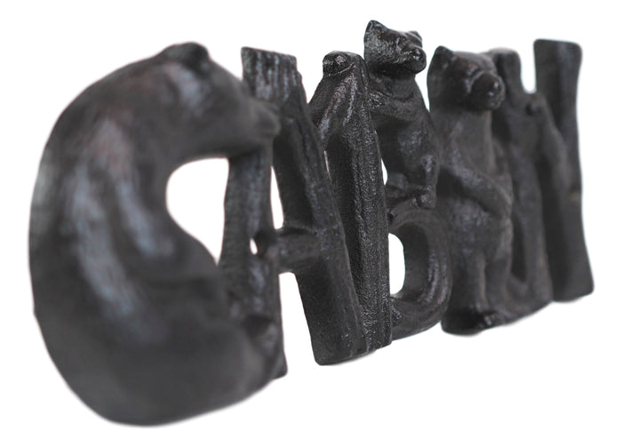 Ebros Gift Rustic Western Black Bears And Cub With Logs CABIN Cast Iron Wall Sign Decor