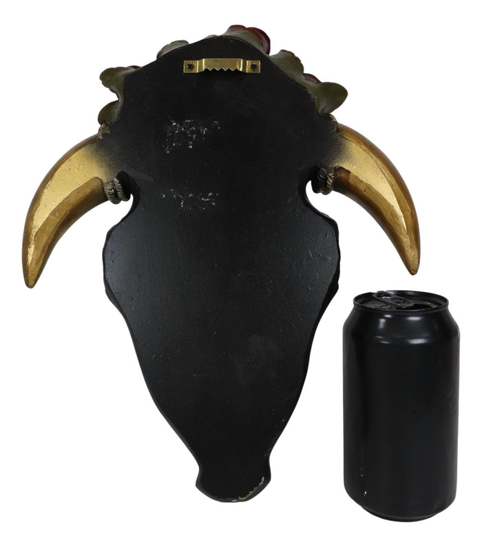 Ebros Gift Rustic Western Black Cow Skull With Gecko Lizard And Red Roses Wall Decor Plaque