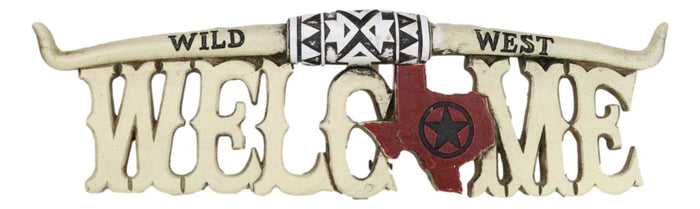 ebros gift Rustic Western Bone Finish Texas Longhorn Texas Lone Star Welcome Wall Decor