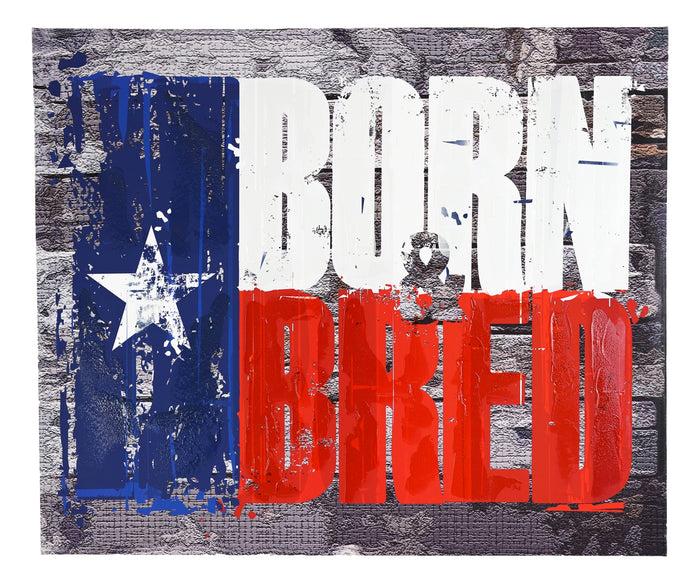 Ebros Gift Rustic Western Born And Bred Texas Flag Wood Frame Canvas Wall Art 19" X 23"