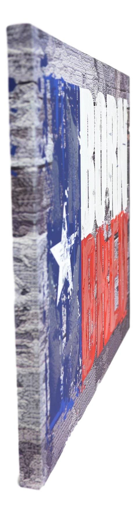 Ebros Gift Rustic Western Born And Bred Texas Flag Wood Frame Canvas Wall Art 19" X 23"