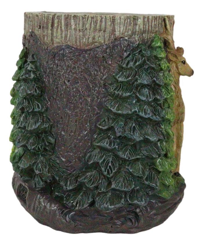 Ebros Gift Rustic Western Buck Stag Deer By Green Forest Trees Stationery Pen Brush Holder