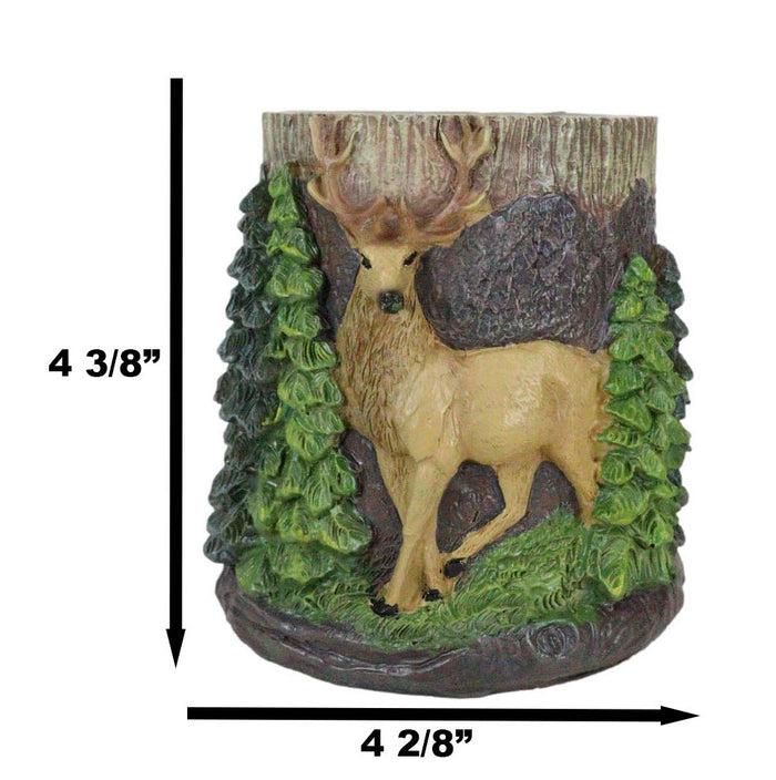 Ebros Gift Rustic Western Buck Stag Deer By Green Forest Trees Stationery Pen Brush Holder
