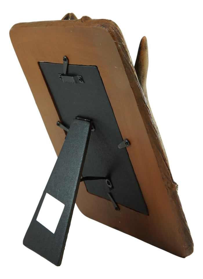 Ebros Gift Rustic Western Buckhorn Stag Deer Antlers Easel Back 4X6 Picture Frame Sculpture