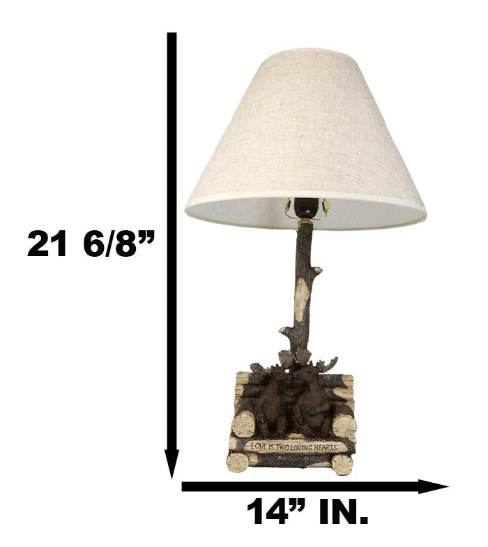 Ebros Gift Rustic Western Bull Moose Grand Elks On Tree Logs Bench Table Lamp With Shade