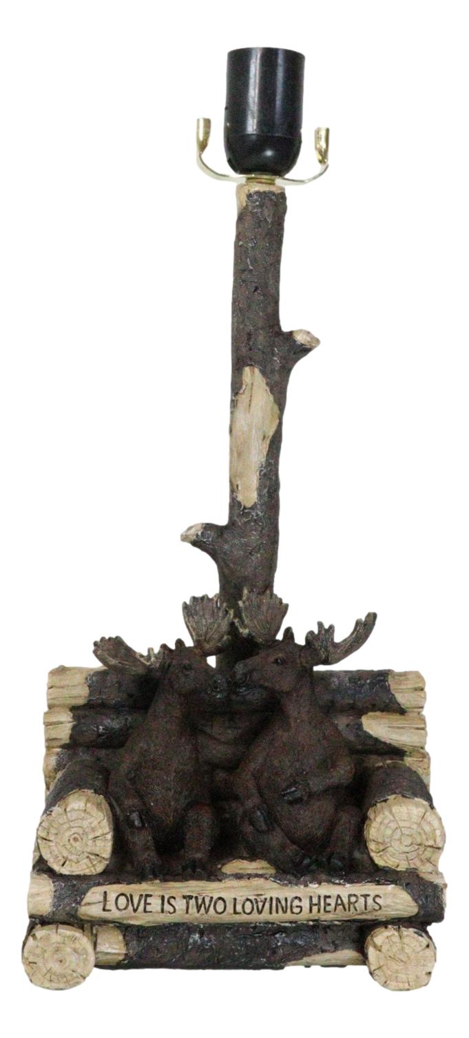 Ebros Gift Rustic Western Bull Moose Grand Elks On Tree Logs Bench Table Lamp With Shade