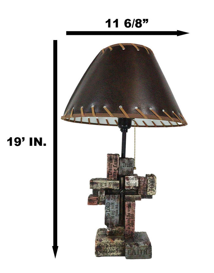 Ebros Gift Rustic Western Christian Bible Scriptures Faith Hope Love Grace Cross Table Lamp