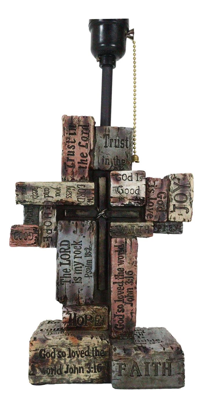 Ebros Gift Rustic Western Christian Bible Scriptures Faith Hope Love Grace Cross Table Lamp