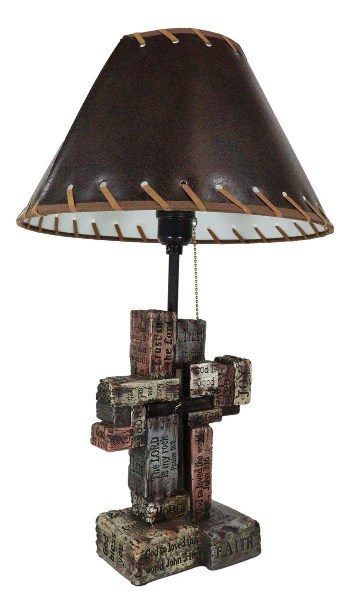 Ebros Gift Rustic Western Christian Bible Scriptures Faith Hope Love Grace Cross Table Lamp