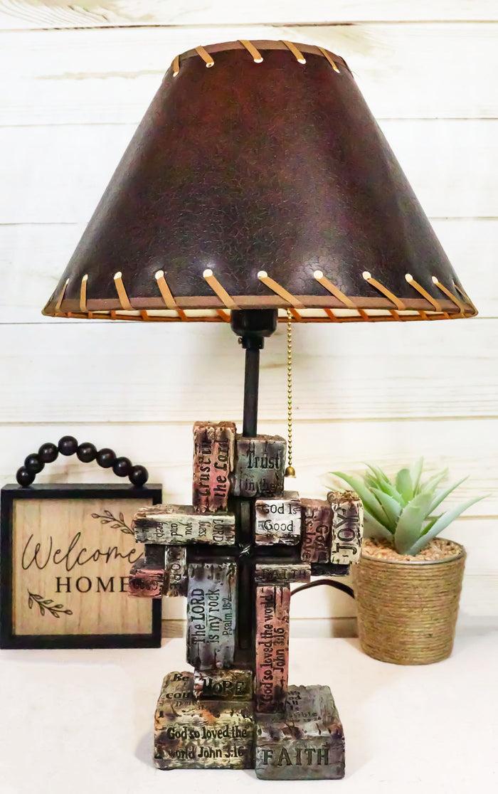 ebros gift Rustic Western Christian Bible Scriptures Faith Hope Love Grace Cross Table Lamp