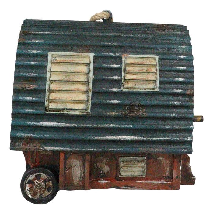 Ebros Gift Rustic Western Country Camper Trailer Cabin Birdhouse Tree Hanging Bird Feeder