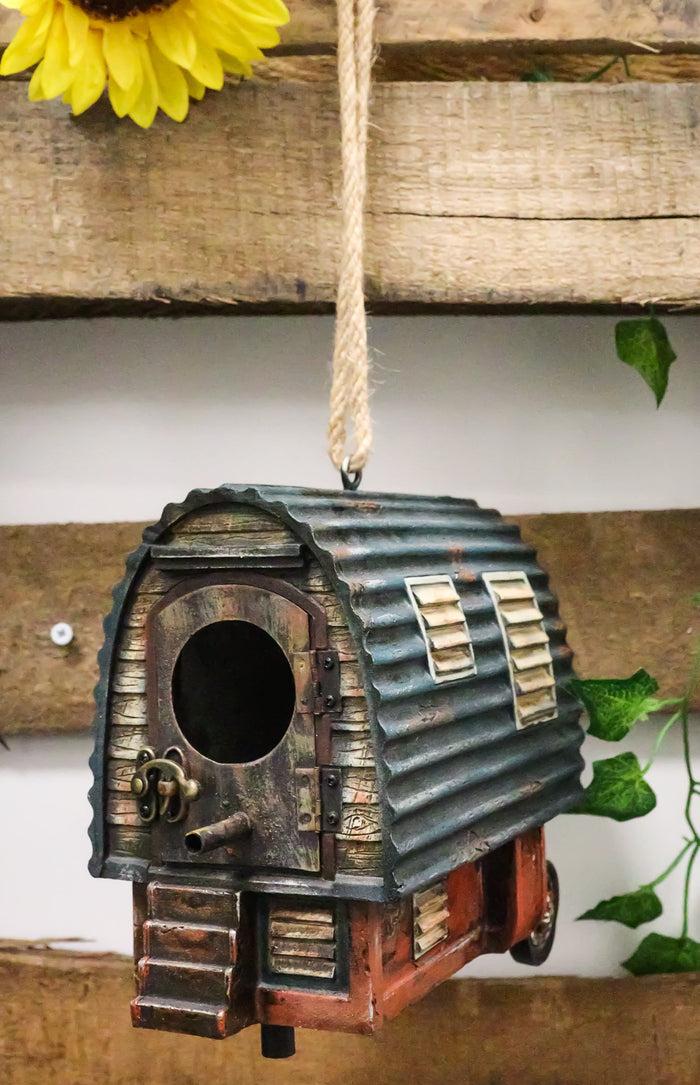 ebros gift Rustic Western Country Camper Trailer Cabin Birdhouse Tree Hanging Bird Feeder