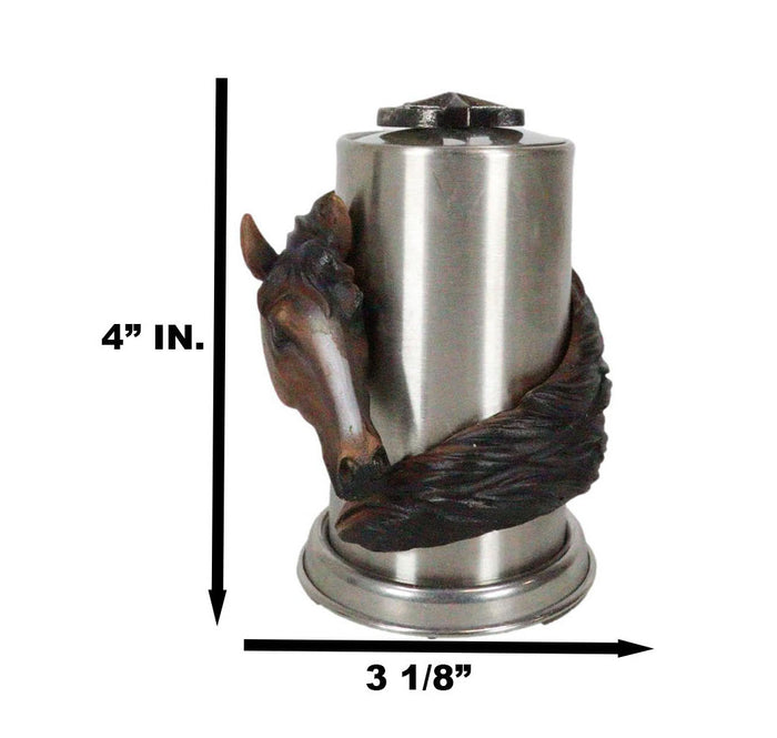 Ebros Gift Rustic Western Country Chestnut Horse Horseshoe Spring Barrel Toothpick Holder