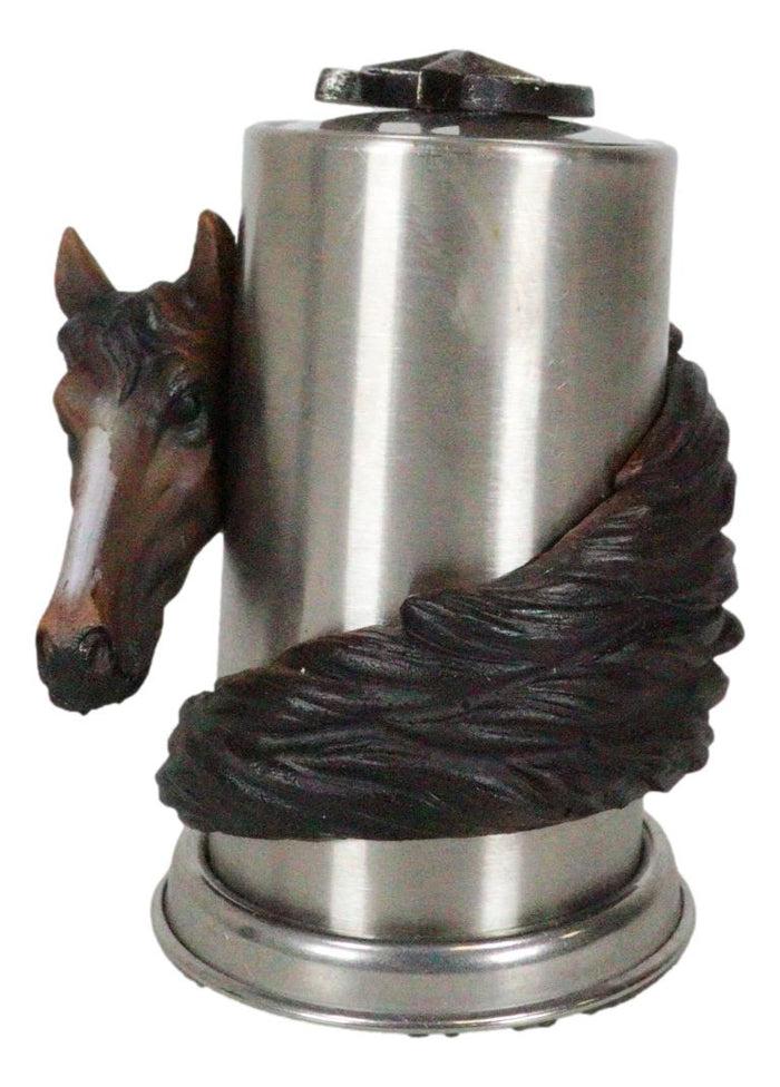 Ebros Gift Rustic Western Country Chestnut Horse Horseshoe Spring Barrel Toothpick Holder