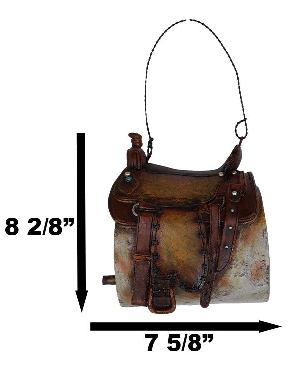 Ebros Gift Rustic Western Country Cowboy Horse Saddle Hanging Birdhouse Bird Feeder House