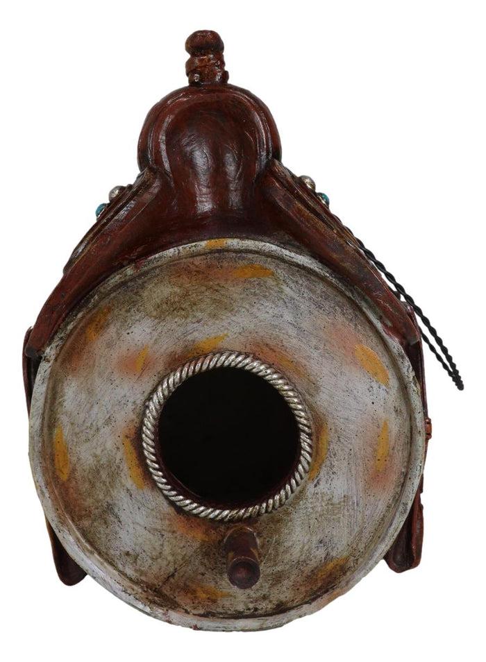 Ebros Gift Rustic Western Country Cowboy Horse Saddle Hanging Birdhouse Bird Feeder House