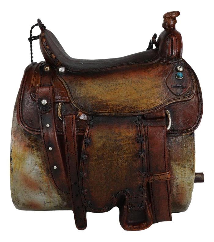Ebros Gift Rustic Western Country Cowboy Horse Saddle Hanging Birdhouse Bird Feeder House