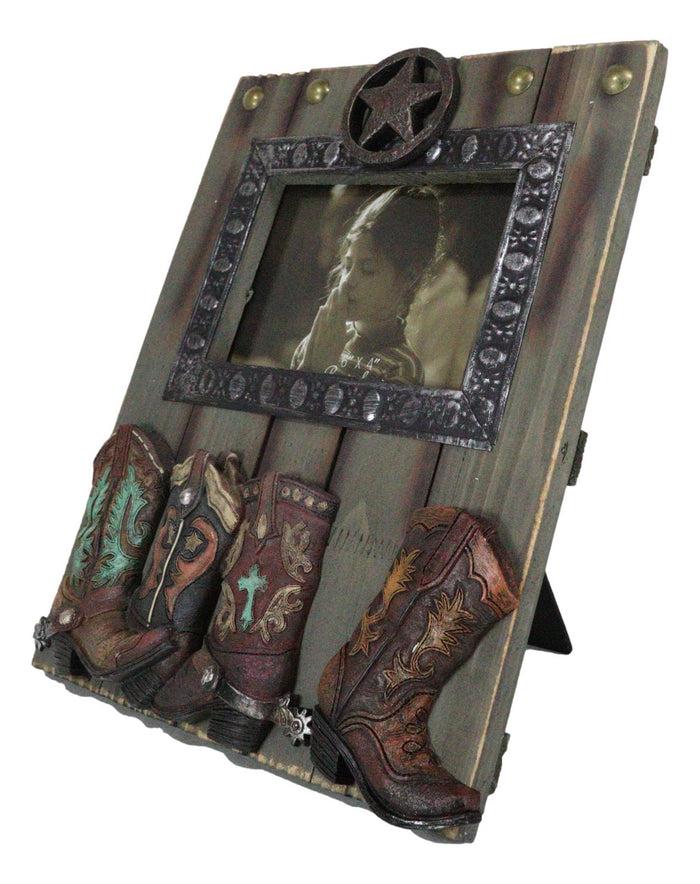 Ebros Gift Rustic Western Country Farmhouse Lone Star Cowboy Boots 6X4 Picture Frame