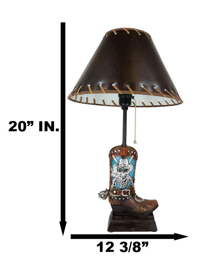 Ebros Gift Rustic Western Country Skull With Crossed Pistols Cowboy Spur Boot Table Lamp