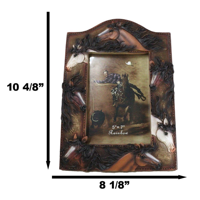 Ebros Gift Rustic Western Cowboy 7 Lucky Horses Equine Beauty Easel Back Photo Frame 5"X7"