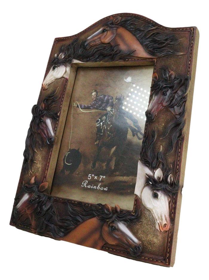 Ebros Gift Rustic Western Cowboy 7 Lucky Horses Equine Beauty Easel Back Photo Frame 5"X7"
