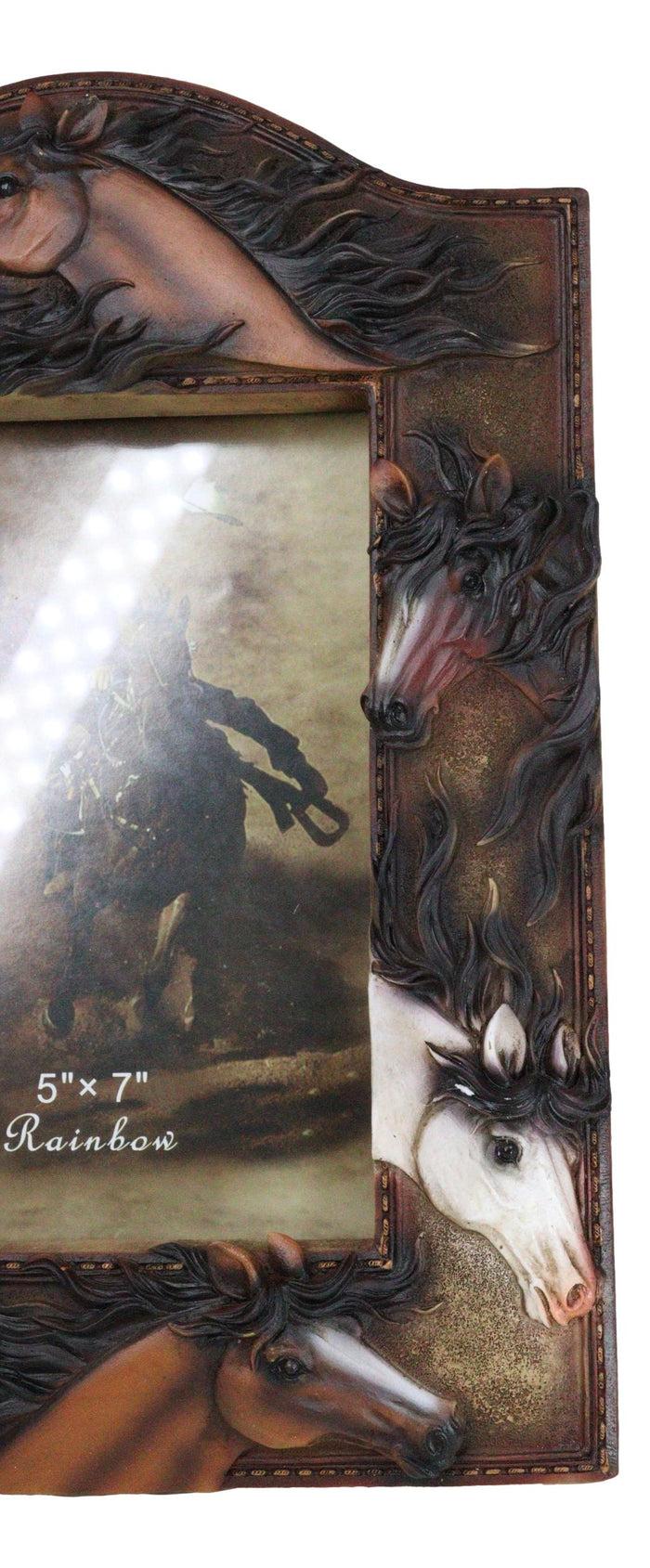 Ebros Gift Rustic Western Cowboy 7 Lucky Horses Equine Beauty Easel Back Photo Frame 5"X7"