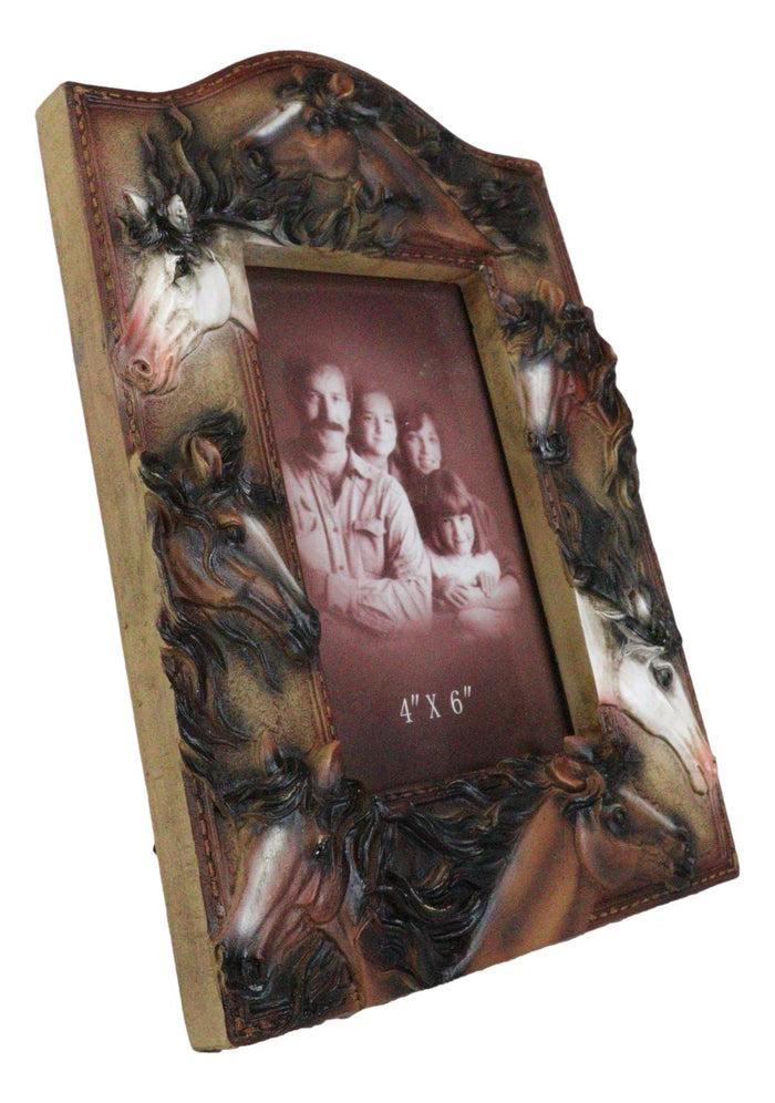 Ebros Gift Rustic Western Cowboy 7 Lucky Horses Equine Beauty Easel Back Photo Frame 4"X6"