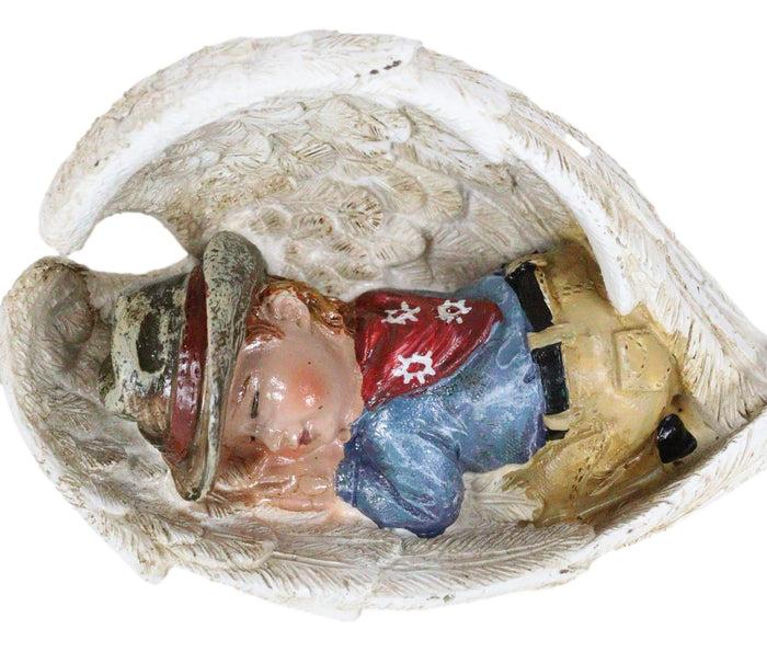 Ebros Gift Rustic Western Cowboy Angel Baby Peacefully Sleeping In Giant Wings Figurine