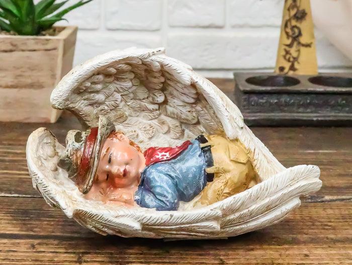 ebros gift Rustic Western Cowboy Angel Baby Peacefully Sleeping In Giant Wings Figurine