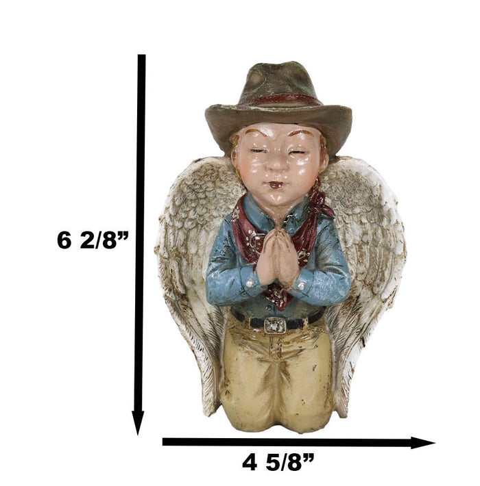 Ebros Gift Rustic Western Cowboy Angel Wearing Hat And Red Scarf Praying Figurine