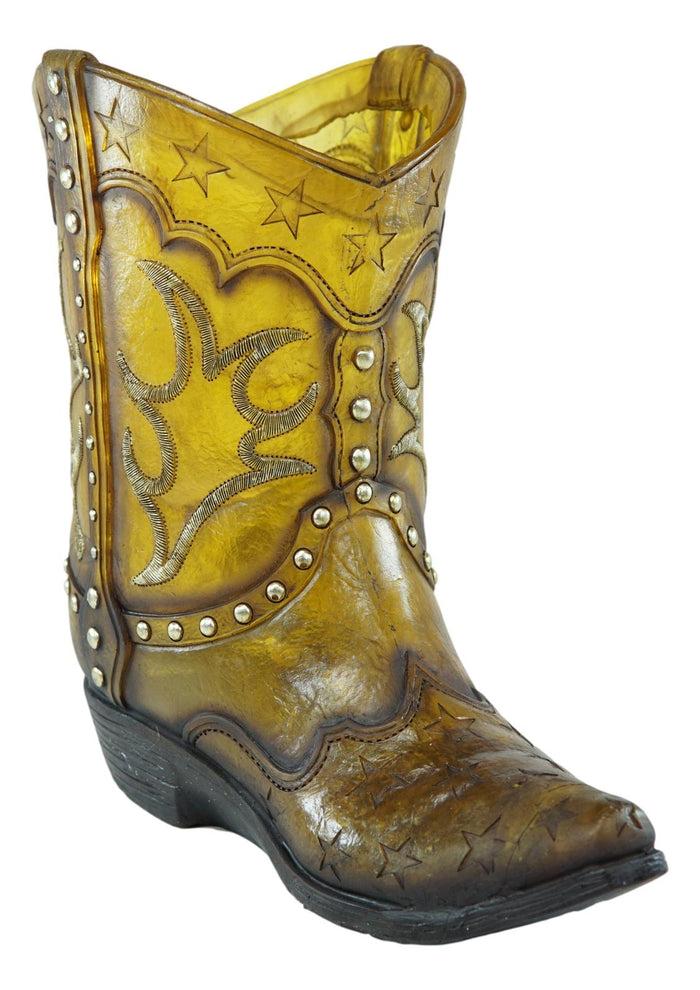 Ebros Gift Rustic Western Cowboy Boot Tooled Leather Pattern Acrylic Resin Night Light Lamp