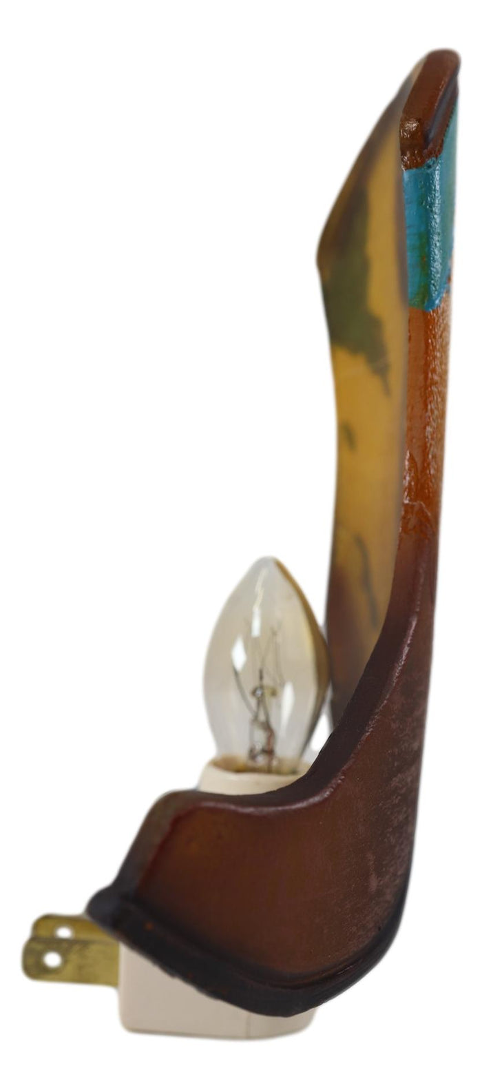 Ebros Gift Rustic Western Cowboy Boot Turquoise Cowskin Design Wall Plug In LED Night Light