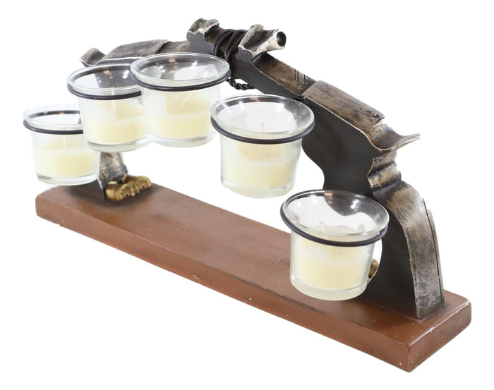 Ebros Gift Rustic Western Cowboy Dueling Six Shooter Revolver Guns 5 Votive Candle Holders