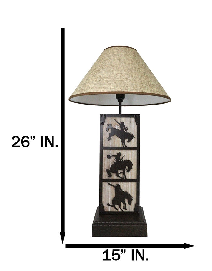 Ebros Gift Rustic Western Cowboy Giddy Up Horse Wood And Metal Bedside Desktop Table Lamp