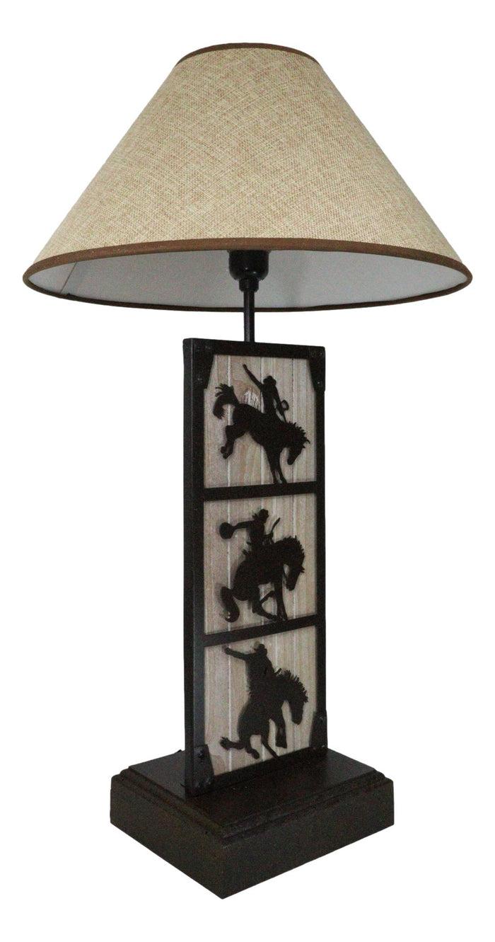 Ebros Gift Rustic Western Cowboy Giddy Up Horse Wood And Metal Bedside Desktop Table Lamp