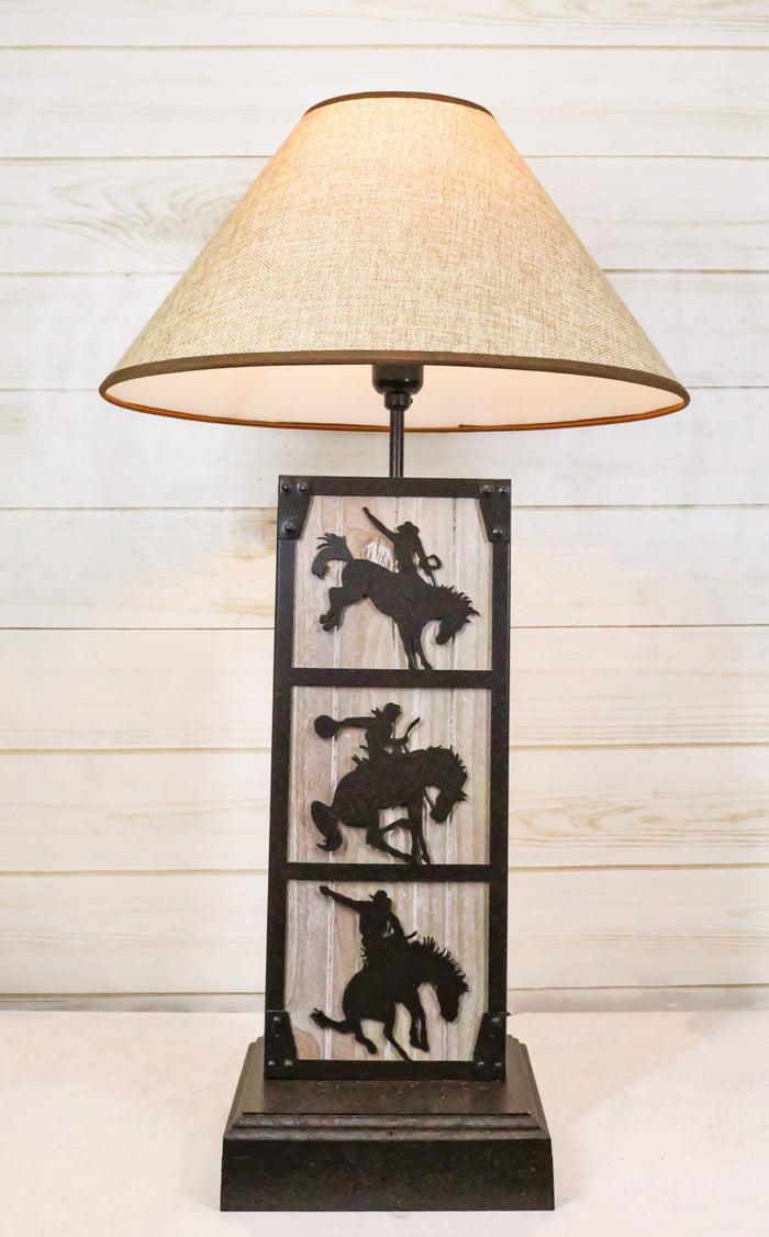 ebros gift Rustic Western Cowboy Giddy Up Horse Wood And Metal Bedside Desktop Table Lamp