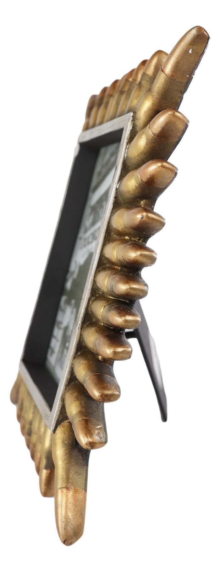 Ebros Gift Rustic Western Cowboy Golden Gun Bullet Shells Casings 5"X7" Photo Picture Frame