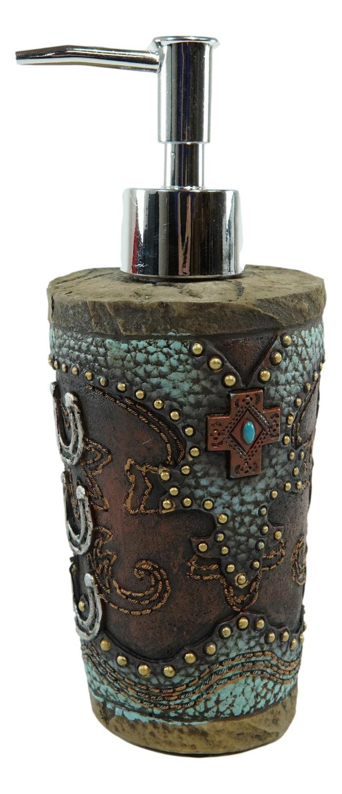 Ebros Gift Rustic Western Cowboy Lucky Triple Horseshoes Liquid Soap Lotion Pump Dispenser