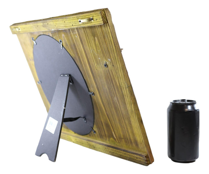 Ebros Gift Rustic Western Cowboy Pistol Horseshoe Poker Cards Wooden 8"X10" Picture Frame