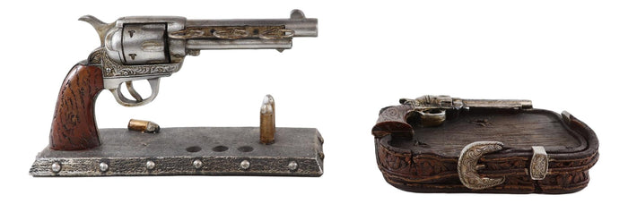Ebros Gift Rustic Western Cowboy Revolver Guns Belt Buckle Soap Dish And Toothbrush Holder