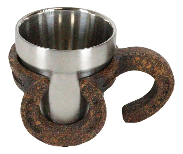 Ebros Gift Rustic Western Cowboy Rust Finished Lucky Horseshoes Standard Coffee Mug 8oz