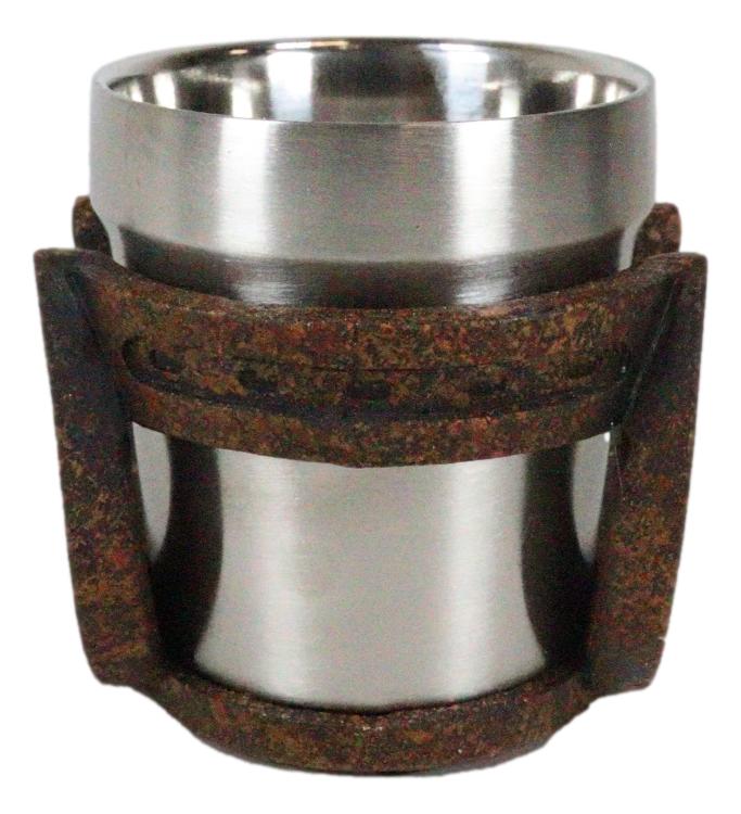 Ebros Gift Rustic Western Cowboy Rust Finished Lucky Horseshoes Standard Coffee Mug 8oz