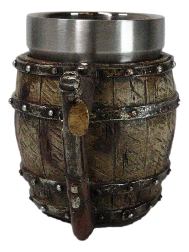 Ebros Gift Rustic Western Cowboy Saloon Whiskey Barrel Coffee Mug With Shotgun Handle